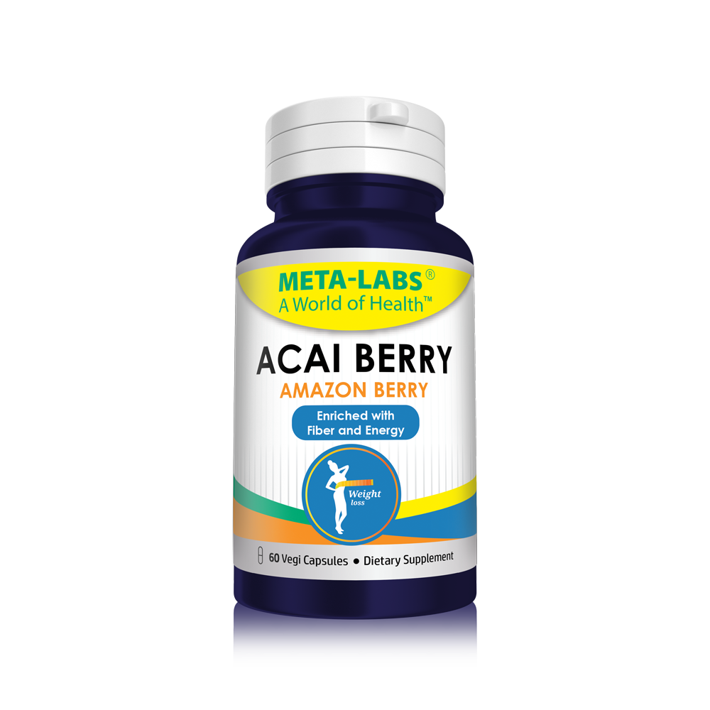 ACAI BERRY 60 Vegi Capsules. ACAI 1200 MG, VITAMINS B1, B2, B3, CALCIUM